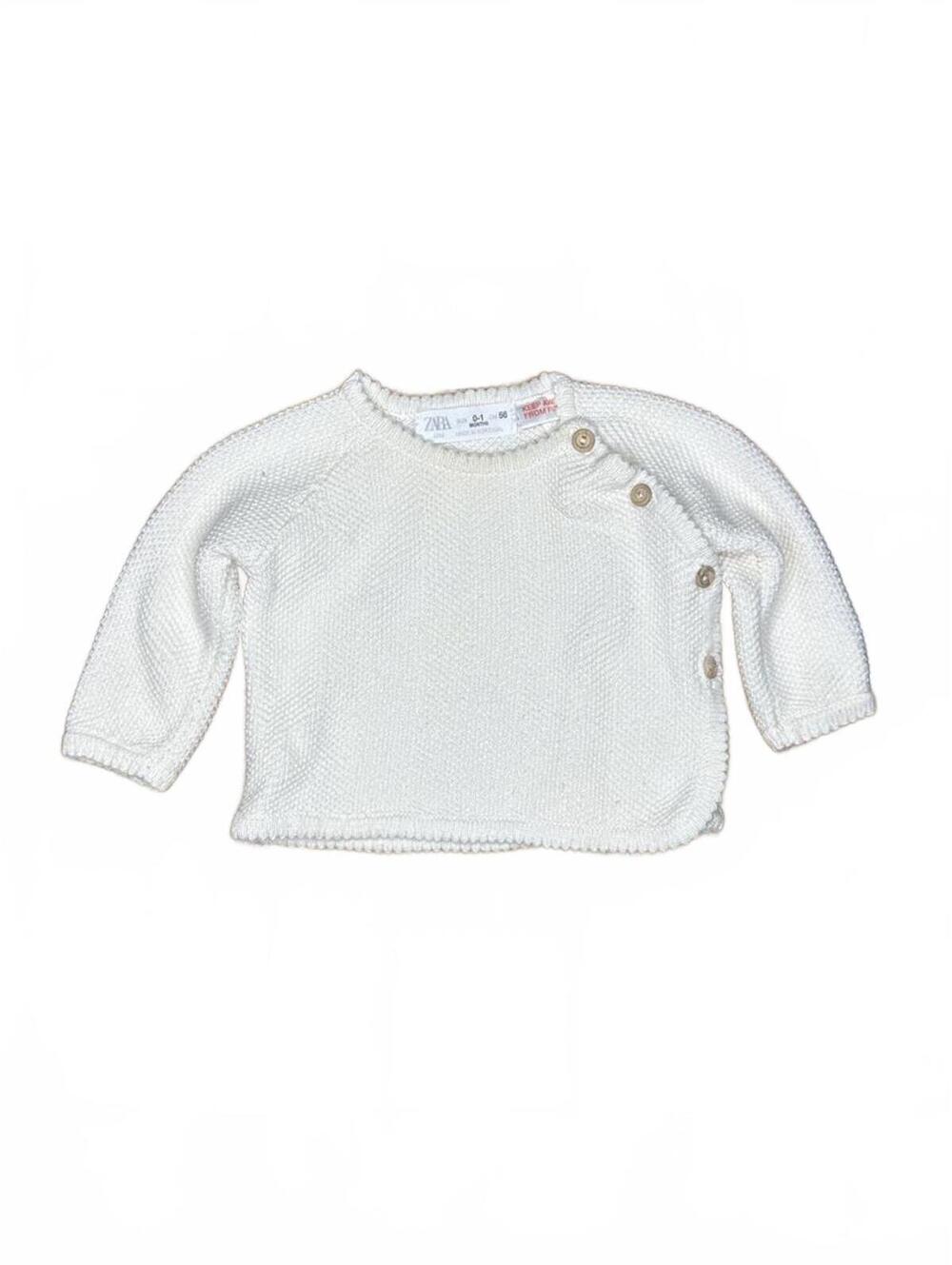 Zara Baby Cream Knit Button-Detail Sweater 0-3 Months